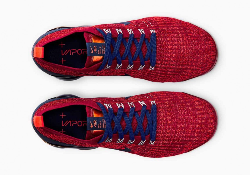 Nike Air VaporMax Flyknit 3 Rojo Noble Vacío Azul para Hombre y Mujer