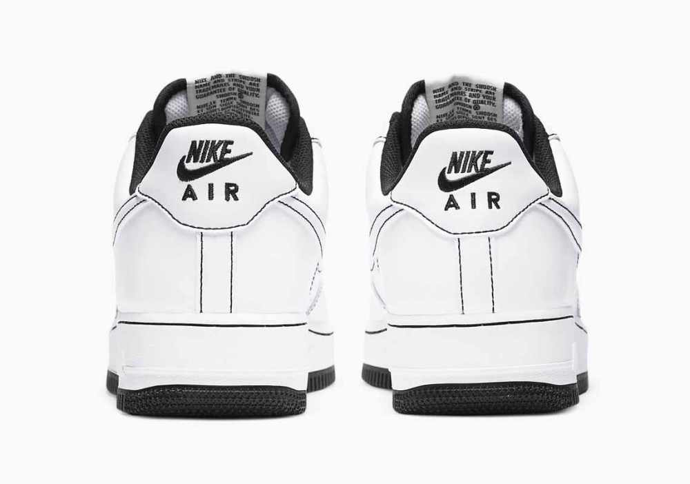 Nike Air Force 1 07 Bajo Puntada de Contraste Blanco Negro para Hombre y Mujer