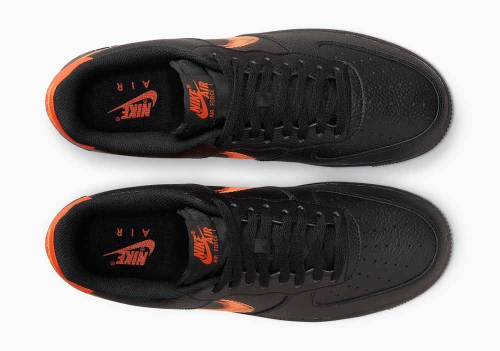 Nike Air Force 1 Bajo Zig Zag Negro Naranja para Hombre y Mujer