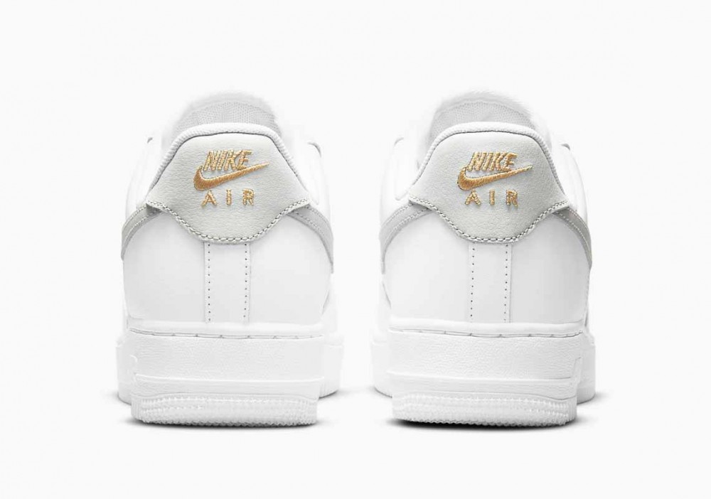 Nike Air Force 1 Bajo 07 Essential Blanco Plateado Claro Dorado para Hombre y Mujer