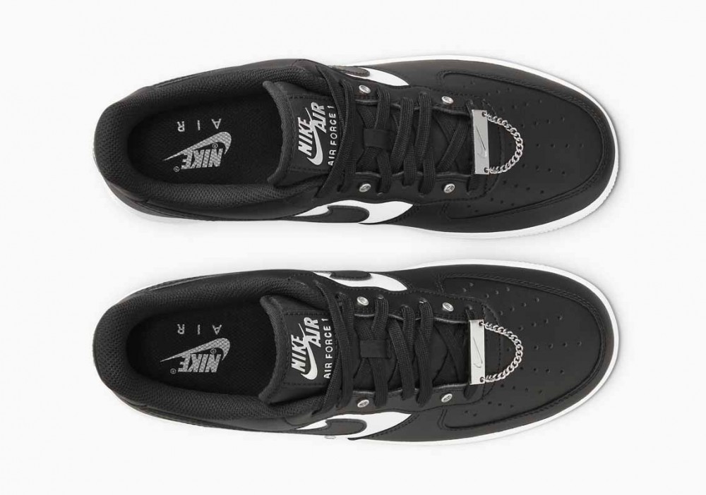 Nike Air Force 1 Bajo 07 Premium Cadena de Plata Negro para Hombre y Mujer
