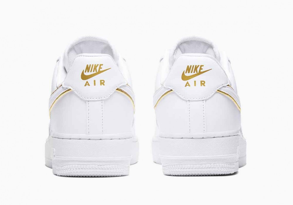 Nike Air Force 1 07 Bajo Choque de Iconos Blanco Metálico Dorado para Hombre y Mujer