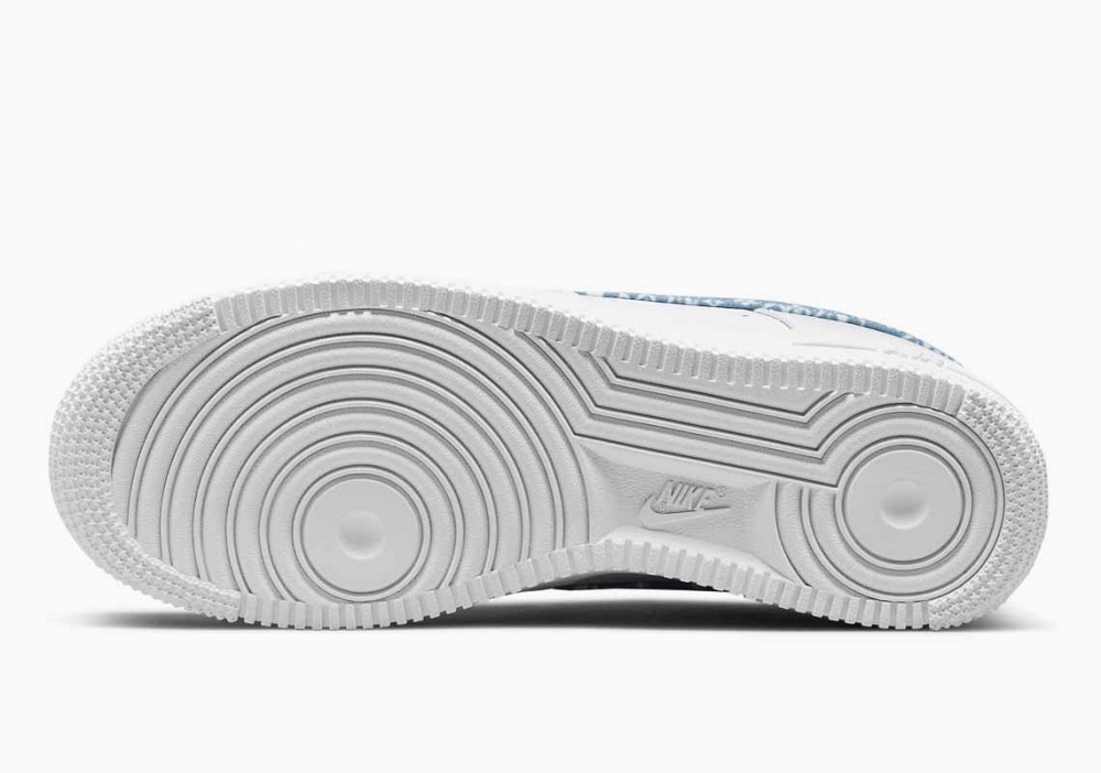 Nike Air Force 1 '07 Essential Blanco Paisley Azul Desgastado para Hombre y Mujer
