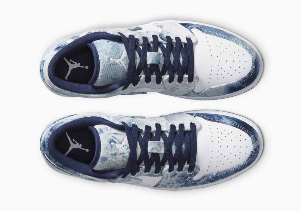 Air Jordan 1 Low Washed Denim Lavado Azul Blanco para Hombre y Mujer