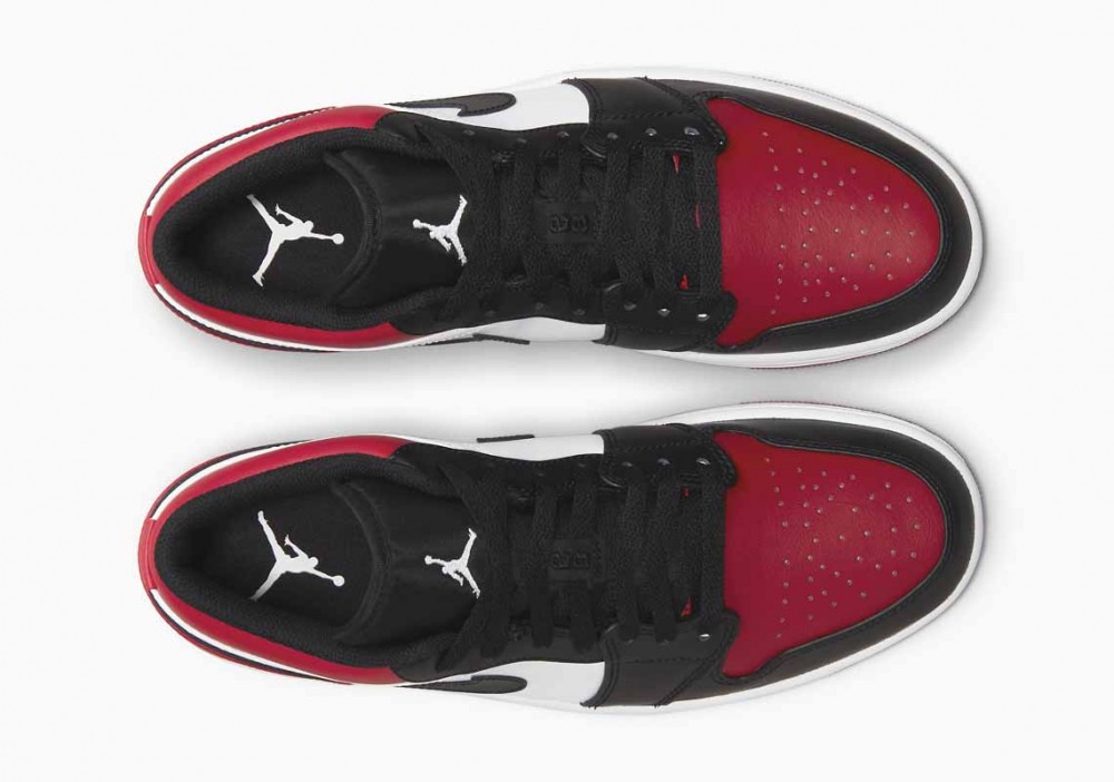 Air Jordan 1 Low Bred Toe Negro Rojo Gimnasio Blanco para Hombre y Mujer