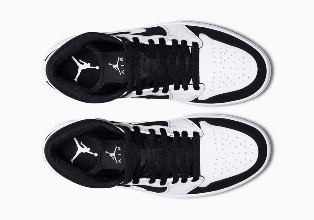 Air Jordan 1 Retro Mid Tuxedo Blanco Negro para Hombre y Mujer