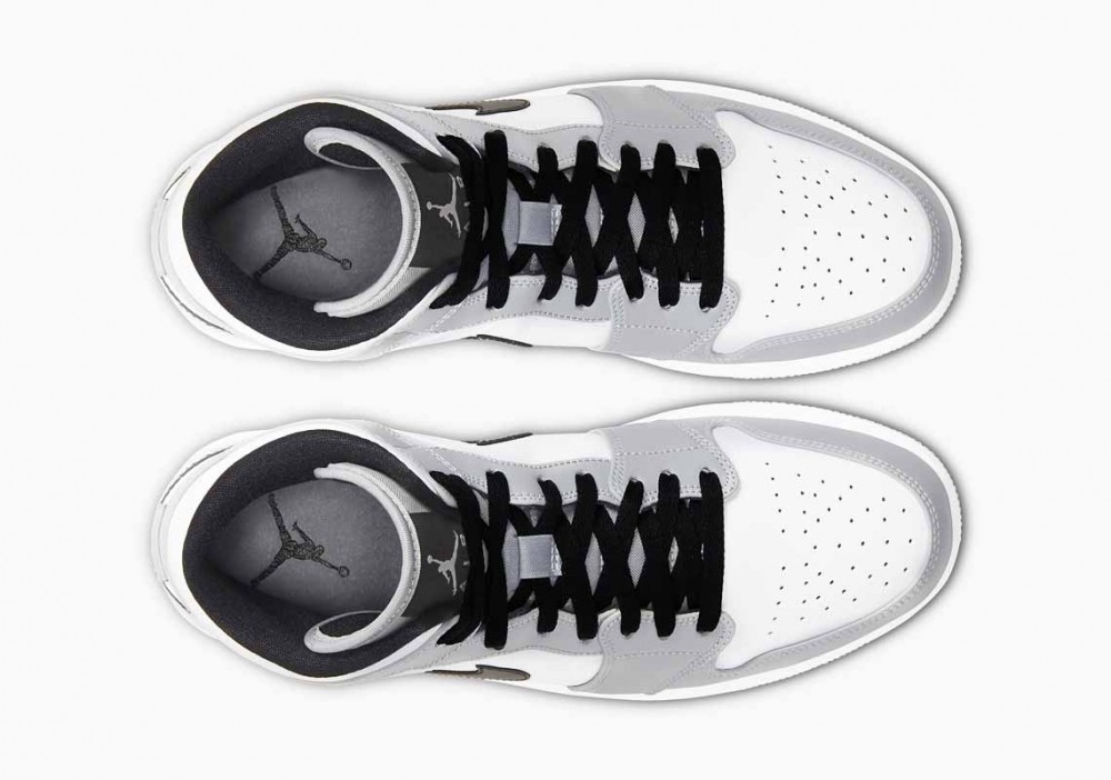 Air Jordan 1 Mid Gris Humo Claro Blanco Negro para Hombre y Mujer