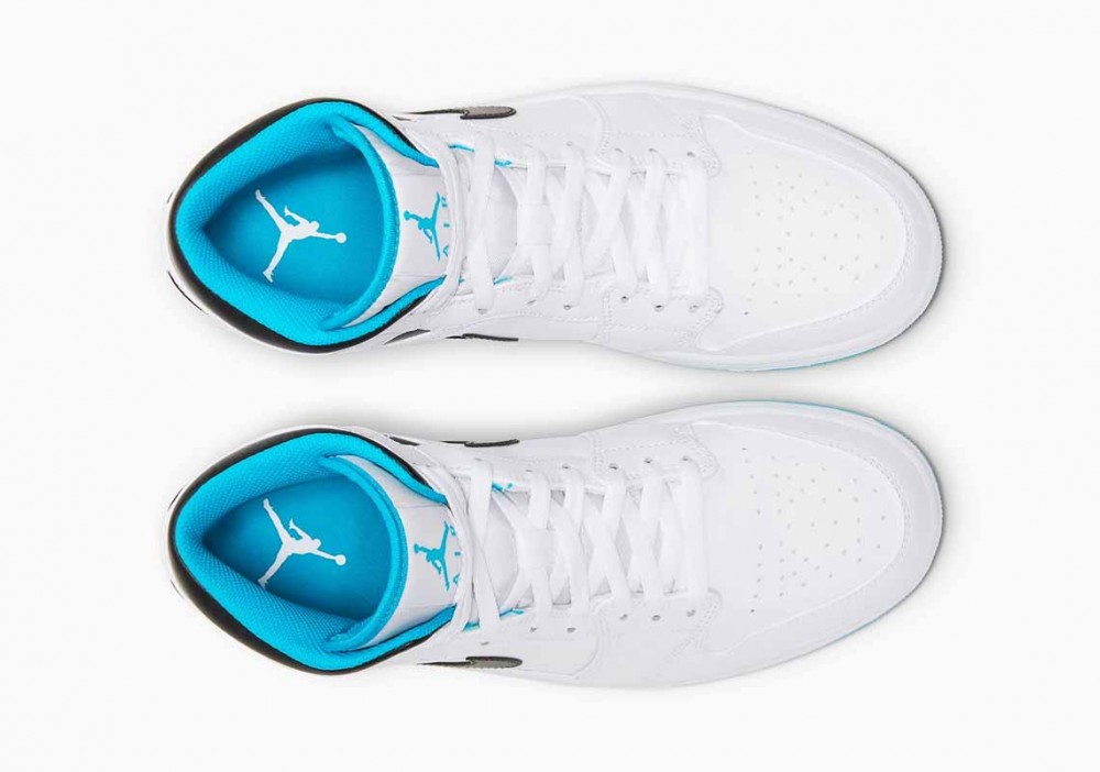 Air Jordan 1 Mid Laser Azul Blanco para Hombre y Mujer