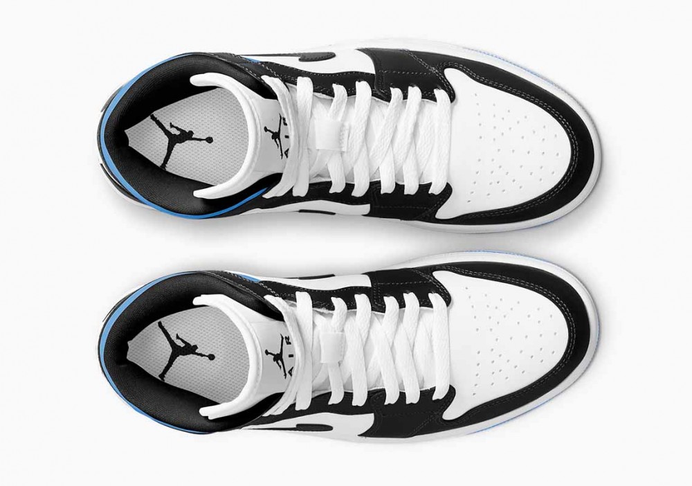 Air Jordan 1 Mid Negro y Blanco Azul Universitario para Hombre y Mujer