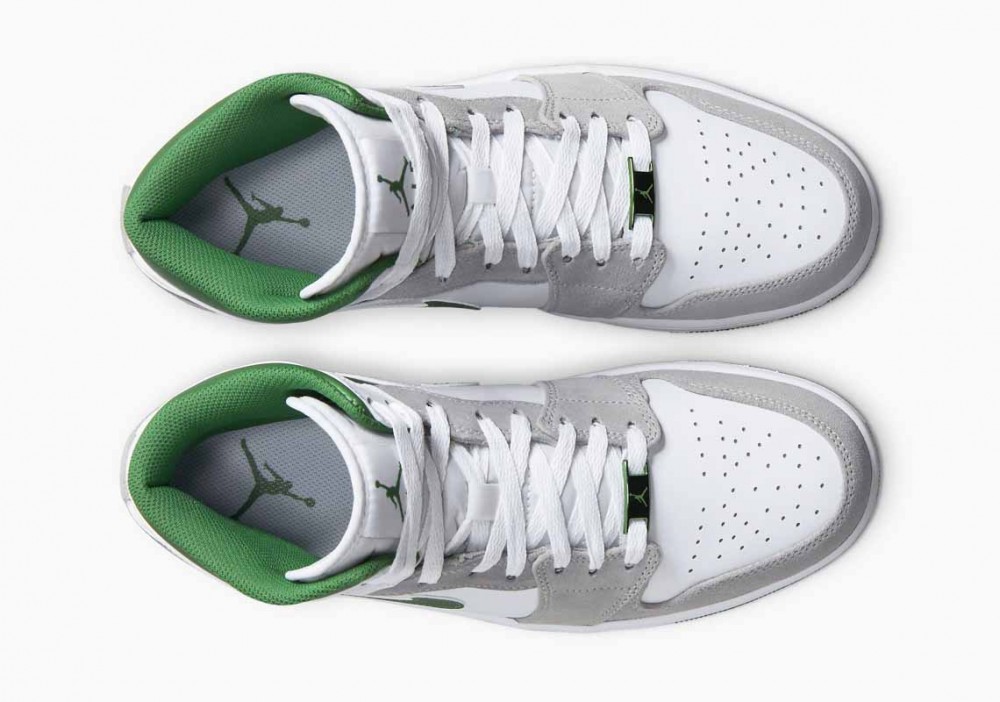 Air Jordan 1 Mid SE Blanco Gris Verde para Hombre y Mujer