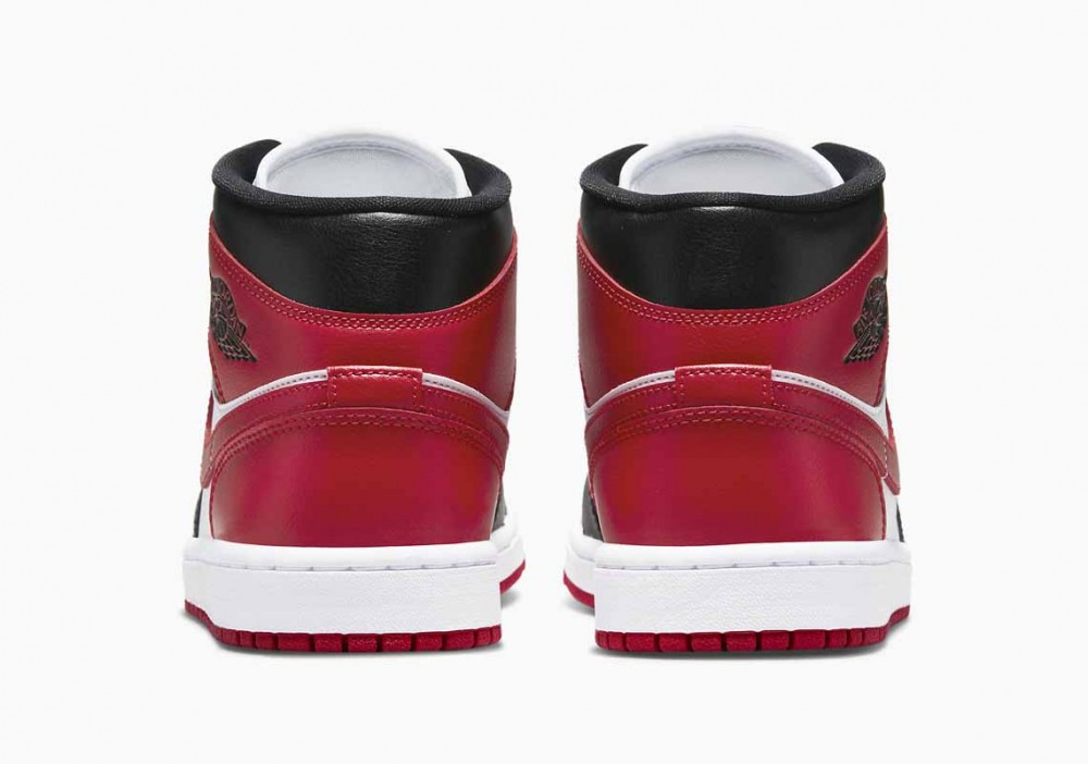 Air Jordan 1 Mid Alternate Bred Toe Blanco Rojo Negro para Hombre y Mujer