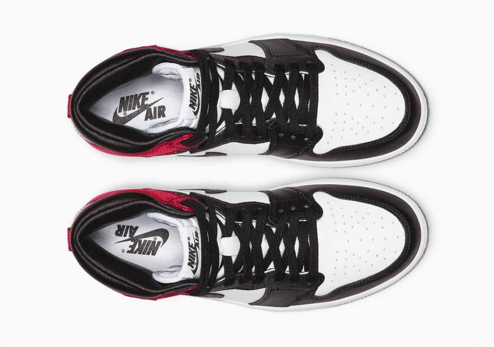 Air Jordan 1 Retro High Satén Negro Toe Blanco Rojo para Hombre y Mujer