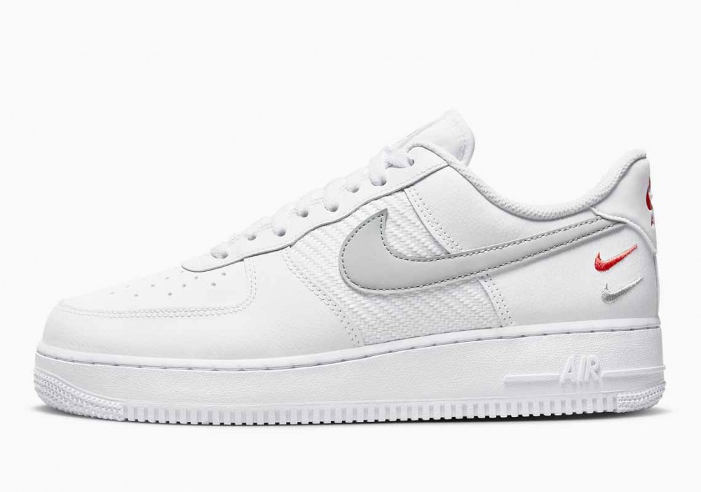 Nike Air Force 1 '07 Double Mini Swooshes Blanco Picante Rojo Gris para Hombre y Mujer