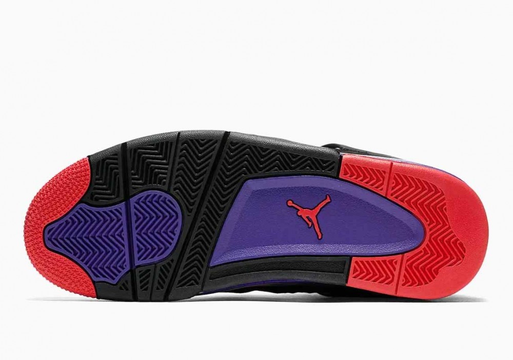 Air Jordan 4 Retro Raptors Negro Rojo Púrpura para Hombre y Mujer