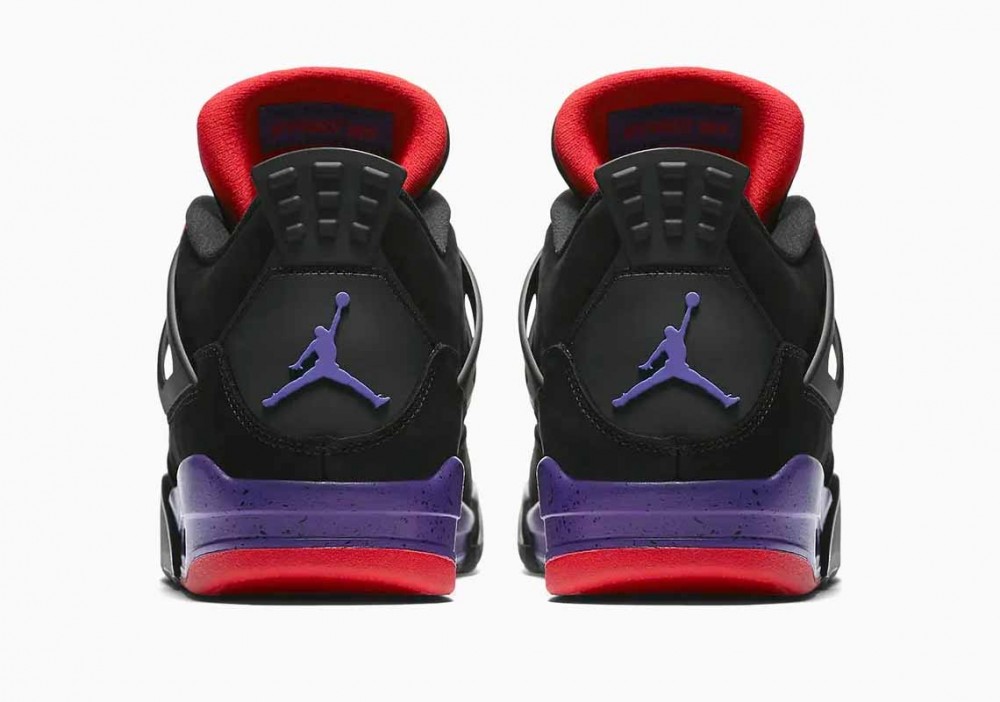 Air Jordan 4 Retro Raptors Negro Rojo Púrpura para Hombre y Mujer