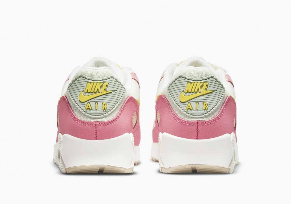 Nike Air Max 90 Blanco Rosa Sal Saturno Dorado para Mujer