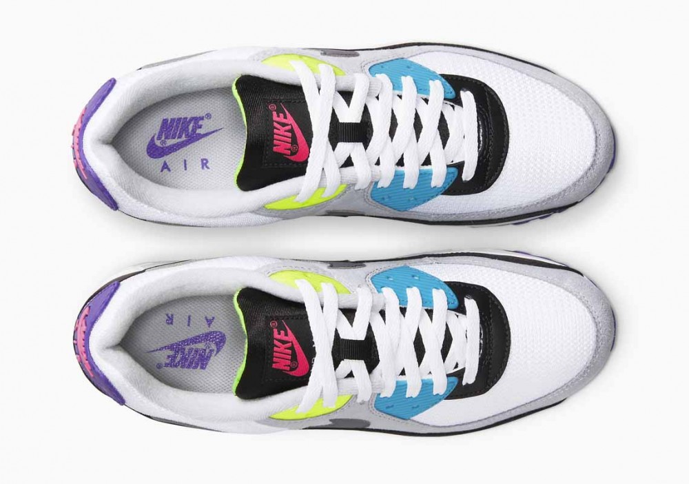 Nike Air Max 90 Blanco Láser Azul Voltio Púrpura para Mujer