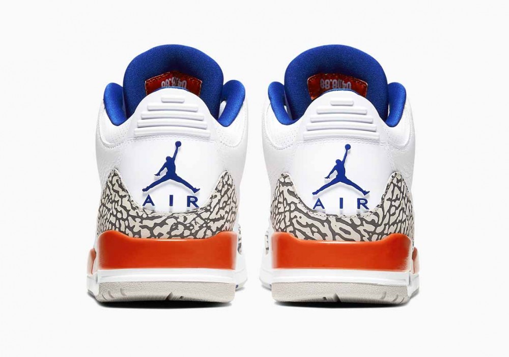Air Jordan 3 Retro Knicks Blanco Universidad Naranja para Hombre y Mujer