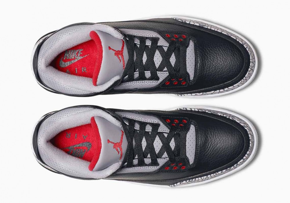 Air Jordan 3 Retro Negro Cement Rojo Blanco para Hombre y Mujer