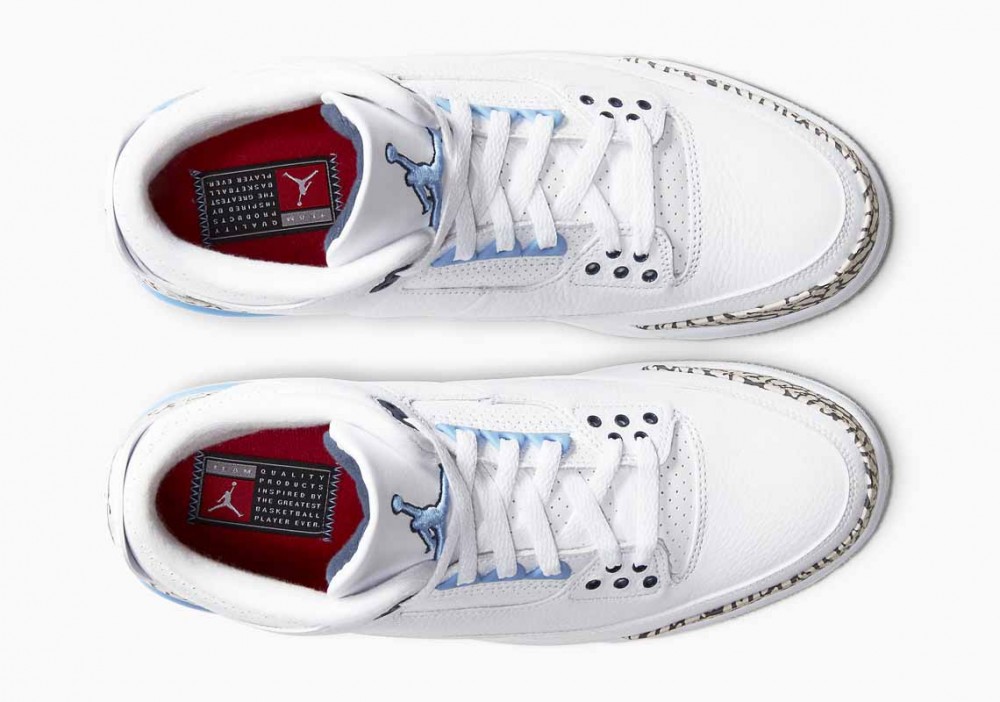 Air Jordan 3 Retro UNC Blanco Valor Azul para Hombre y Mujer