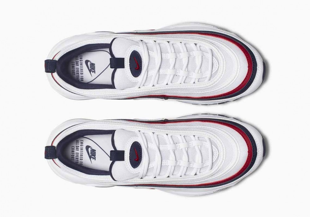 Nike Air Max 97 Blancas Rojas Aplastado para Hombre y Mujer