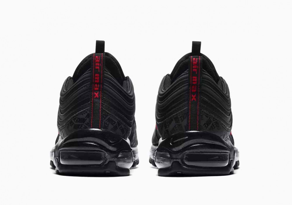 Nike Air Max 97 Negras Rojas Impresión Reflectante para Hombre