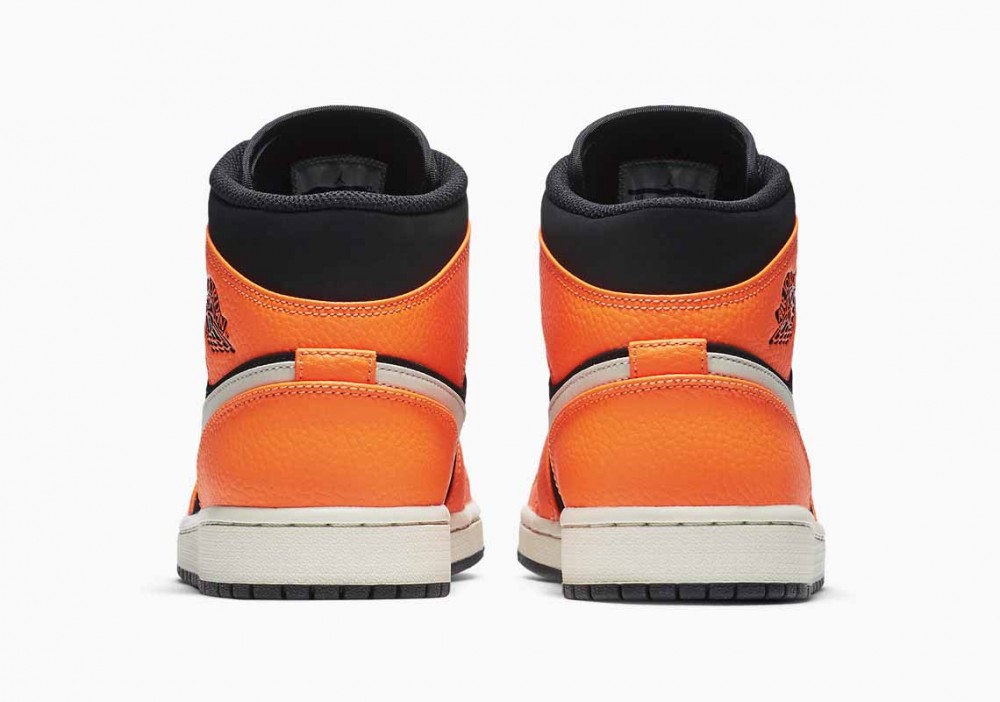 Air Jordan 1 Mid Negras Cono Naranja para Mujer y Hombre