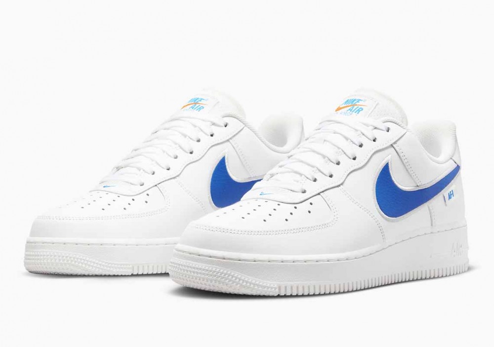 Nike Air Force 1 '07 Swoosh con Ribete Blancas Foto Azul para Mujer y Hombre