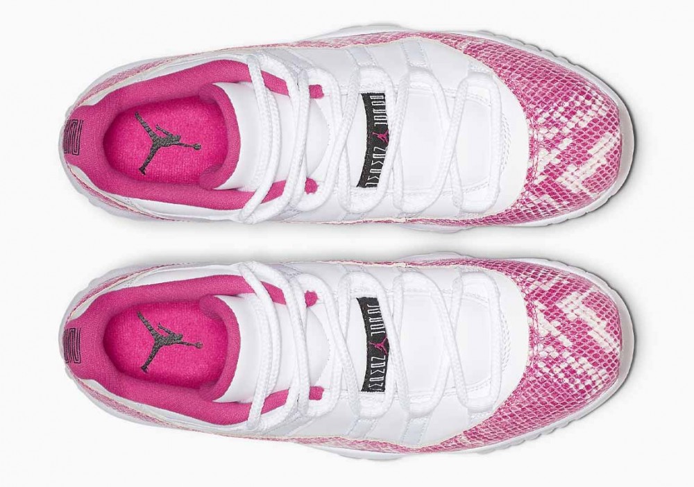 Air Jordan 11 Retro Low Blancas Piel De Serpiente Rosa para Mujer