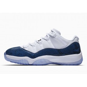 Air Jordan 11 Retro Low Serpiente Blancas Azul Marino para Hombre y Mujer