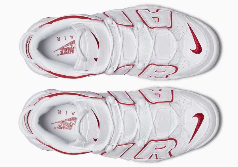 Nike Air More Uptempo Blancas Trazos Rojas para Hombre y Mujer