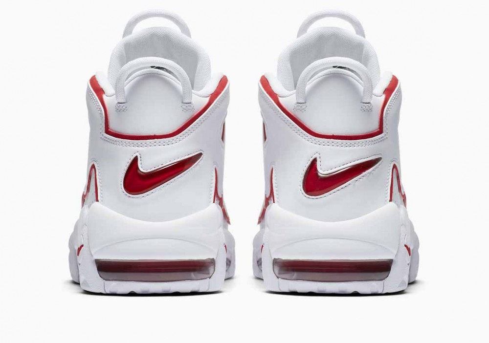 Nike Air More Uptempo Blancas Trazos Rojas para Hombre y Mujer