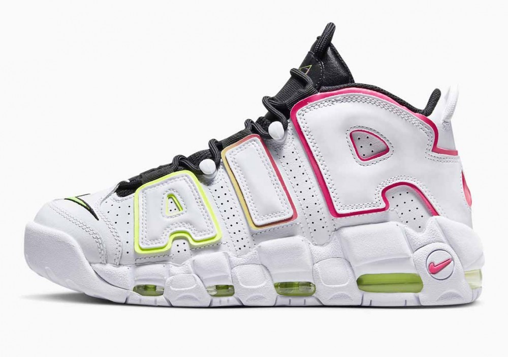Nike Air More Uptempo Eléctricas Blancas Volt Rosa para Mujer