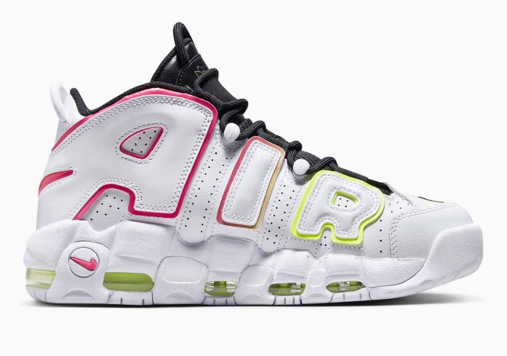 Nike Air More Uptempo Eléctricas Blancas Volt Rosa para Mujer
