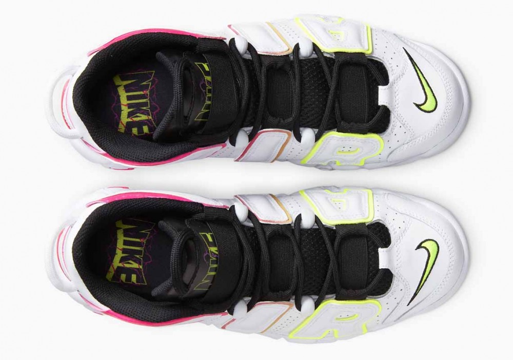 Nike Air More Uptempo Eléctricas Blancas Volt Rosa para Mujer