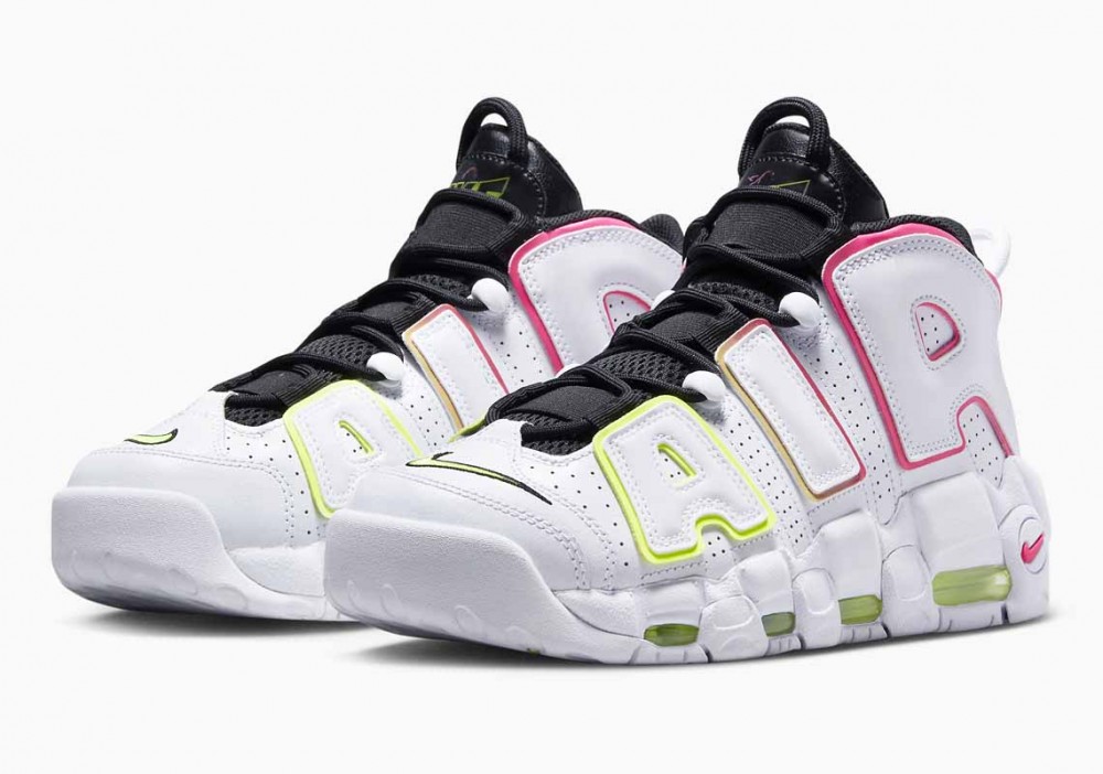 Nike Air More Uptempo Eléctricas Blancas Volt Rosa para Mujer