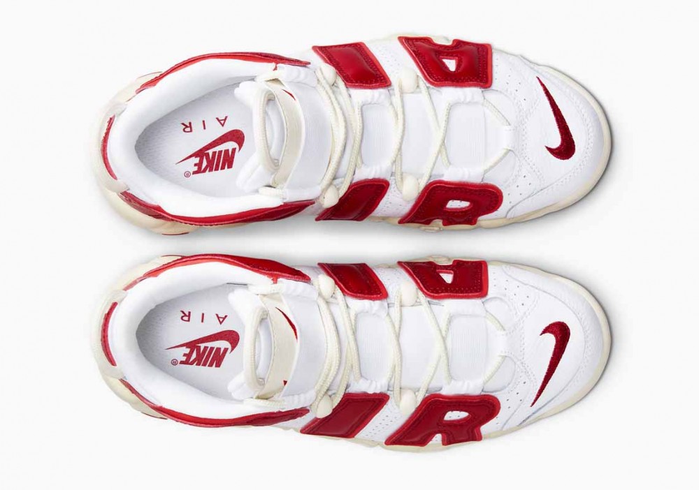 Nike Air More Uptempo Blancas Rojas Vela para Hombre y Mujer